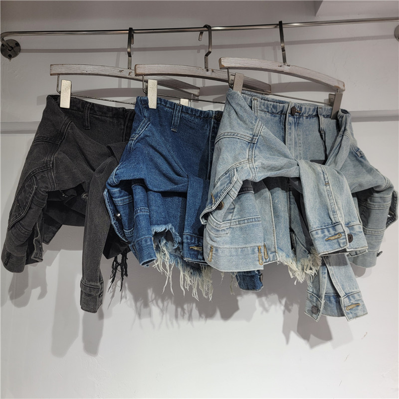 Street Fashion Jeans Women - Джинсовые шорты женские винтажные, с эффектом